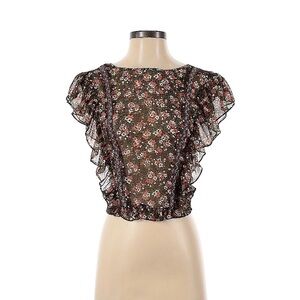 Zara ruffled floral crop top